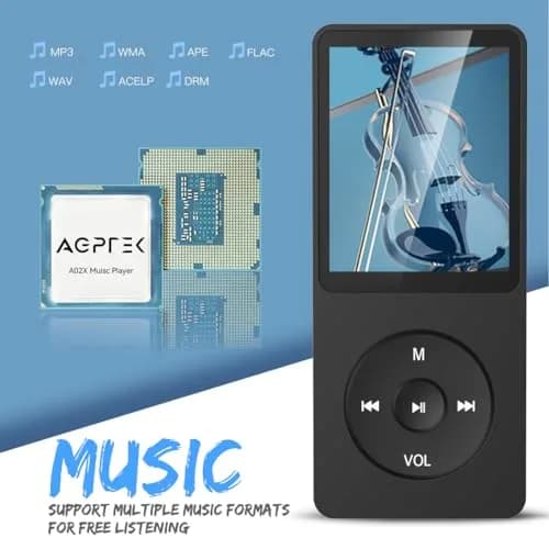 AGPTEK A02 MP3 Player 32GB Black | 70 Hours Playback thumbnail 3
