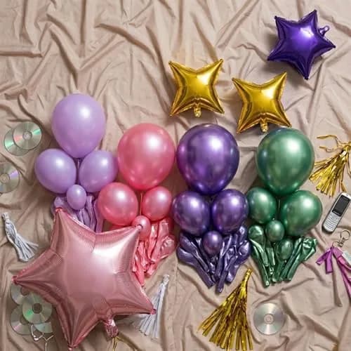 froufing Purple Green Pink Balloon Arch Garland Kit with Kpop Letter Mylar Balloons (91 Count) thumbnail 4