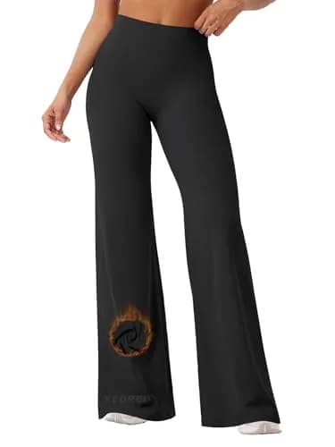 YEOREO Womens Straight Leggings 33" Thin Fleece Black | High Waist, Soft, Stretchy for Yoga & Workout thumbnail 1