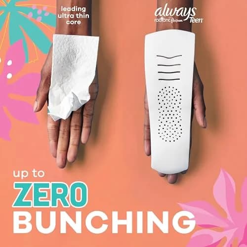 Always Radiant Teen Pads Size 1 Regular with Wings Unscented 126 Count | Up to 10 Hours Leak-Free Protection thumbnail 7