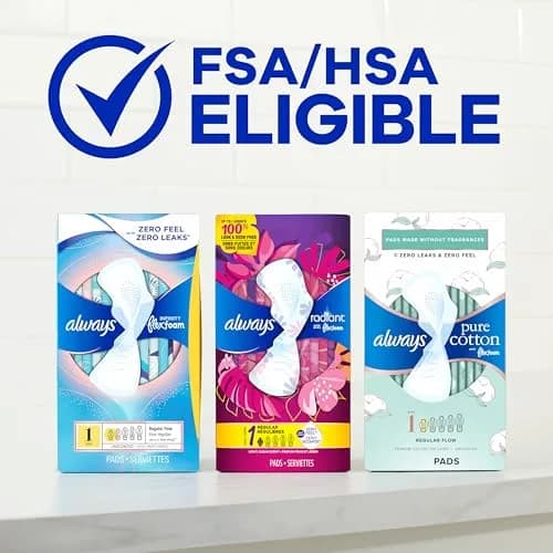 Always Radiant Teen Pads Size 1 Regular with Wings Unscented 126 Count | Up to 10 Hours Leak-Free Protection thumbnail 8