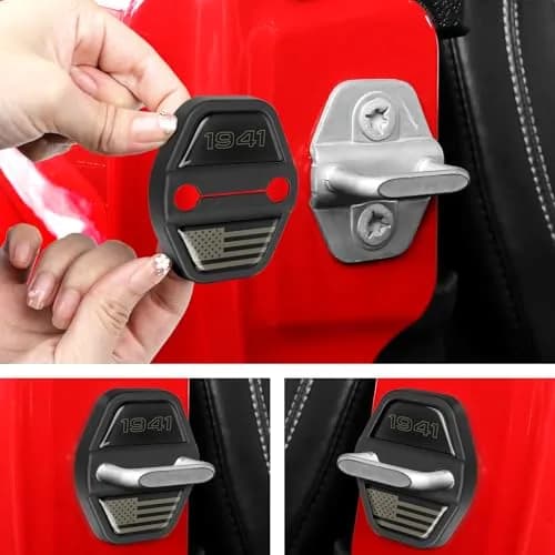 DWKJMYCP Black 6pcs Door Lock Decoration Cover for Jeep Wrangler JL JLU Gladiator JT | Vehicle Molding Accessories thumbnail 6
