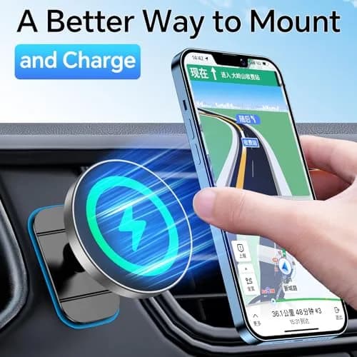 Coolpow Magsafe Car Mount Charger 15W | Magnetic Wireless Car Charger for iPhone thumbnail 4