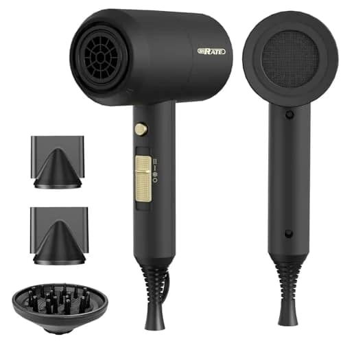 SHRATE Ionic Hair Dryer with Diffuser & Nozzle | Low Noise, 1800W, Compact & Portable for All Hair Types thumbnail 1