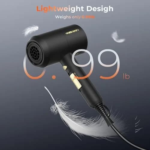 SHRATE Ionic Hair Dryer with Diffuser & Nozzle | Low Noise, 1800W, Compact & Portable for All Hair Types thumbnail 4