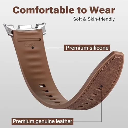 Dirrelo Hybrid Leather Silicone Watch Band for Galaxy Watch 8/9 40mm/44mm & Classic 46mm | Comfortable & Durable thumbnail 3