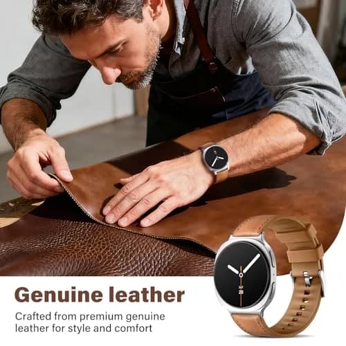 Dirrelo Hybrid Leather & Silicone Watch Band Compatible with Samsung Galaxy Watch 8/9 40mm/44mm & Classic 46mm | Breathable, Sweat-Resistant, Hypoallergenic thumbnail 5