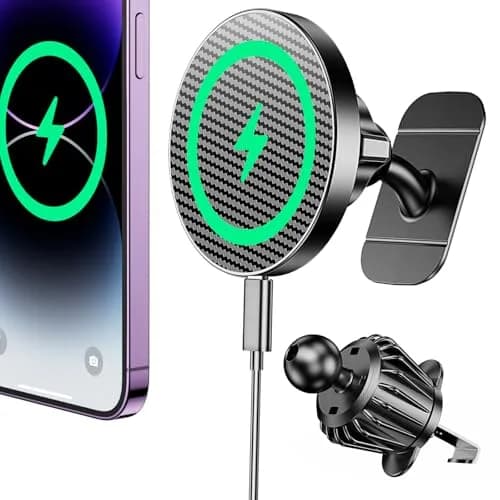 Coolpow Magsafe Car Mount Charger 15W | Magnetic Wireless Car Charger for iPhone thumbnail 1
