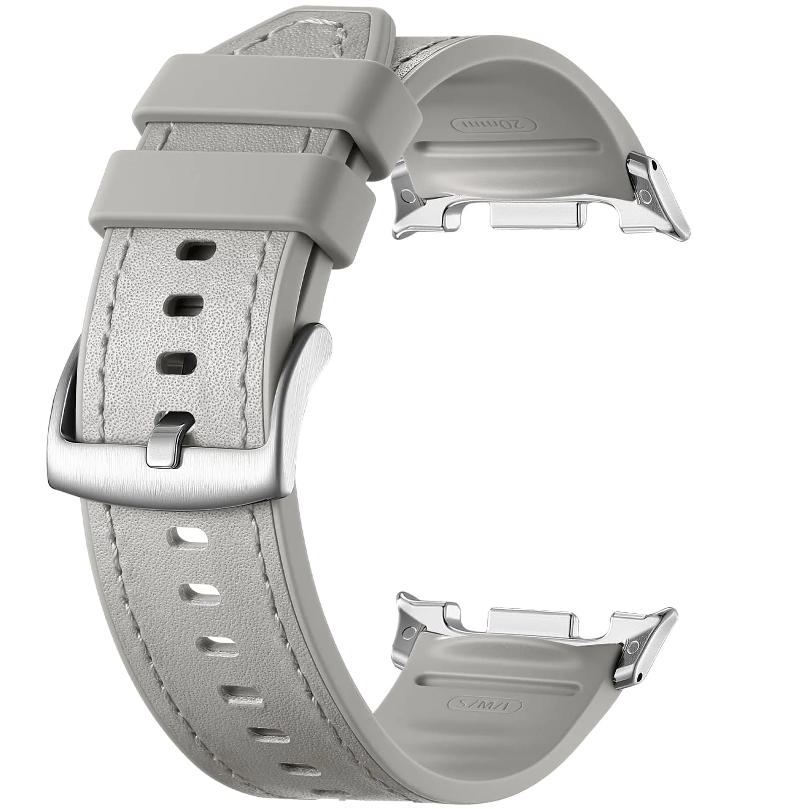 Dirrelo Watch Band Compatible for Samsung Galaxy Watch 8 & 9 40mm/44mm & Classic 46mm | Leather & Silicone Hybrid — Gray