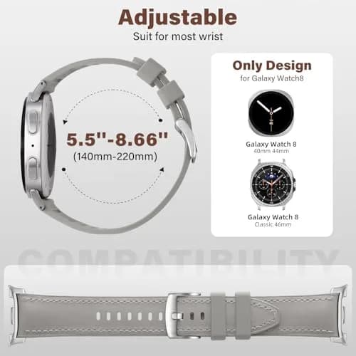Dirrelo Watch Band Compatible for Samsung Galaxy Watch 8 & 9 40mm/44mm & Classic 46mm | Leather & Silicone Hybrid thumbnail 6