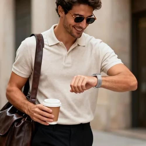 Dirrelo Watch Band Compatible for Samsung Galaxy Watch 8 & 9 40mm/44mm & Classic 46mm | Leather & Silicone Hybrid thumbnail 8
