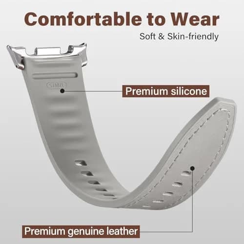 Dirrelo Watch Band Compatible for Samsung Galaxy Watch 8 & 9 40mm/44mm & Classic 46mm | Leather & Silicone Hybrid thumbnail 3
