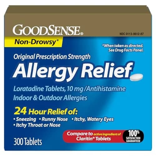 GoodSense Loratadine 10 mg Allergy Relief Tablets, 300 Count | Non-Drowsy 24-Hour Antihistamine thumbnail 1