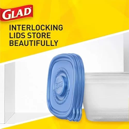 Glad GladWare Tall Entree Containers, Large Square, 42 Oz, 3 Count, 2-Pack thumbnail 3