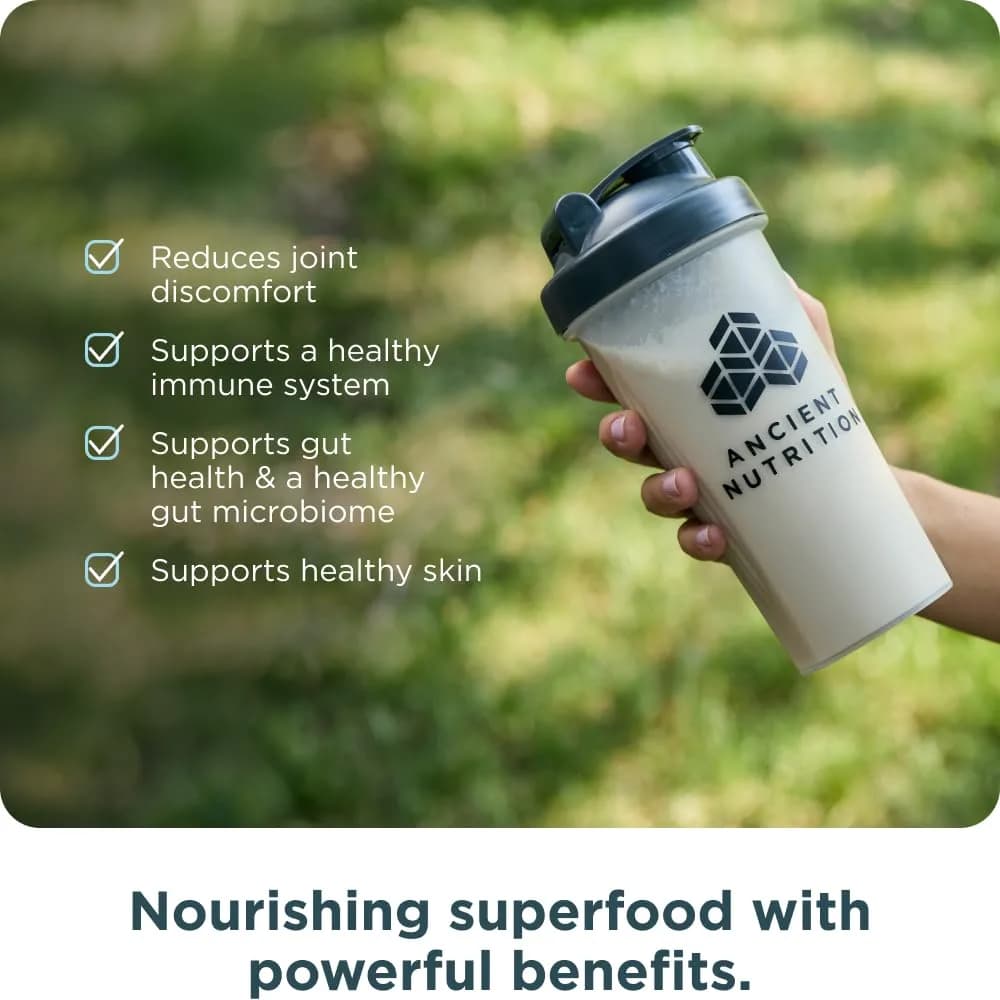 Ancient Nutrition Grass Fed Bone Broth Protein Powder Vanilla 13oz (368g) | 20g Protein, Gut + Joint Support - view 5