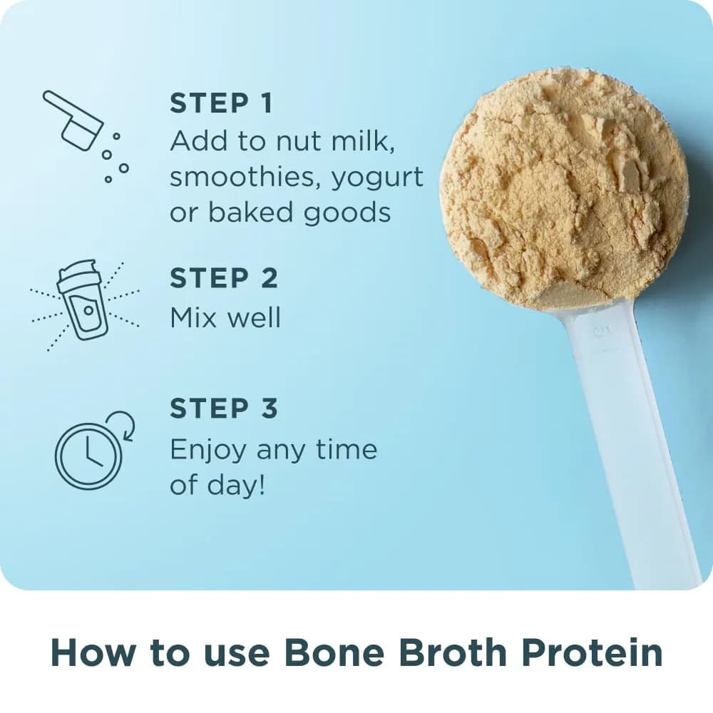 Ancient Nutrition Grass Fed Bone Broth Protein Powder Vanilla 13oz (368g) | 20g Protein, Gut + Joint Support - view 7