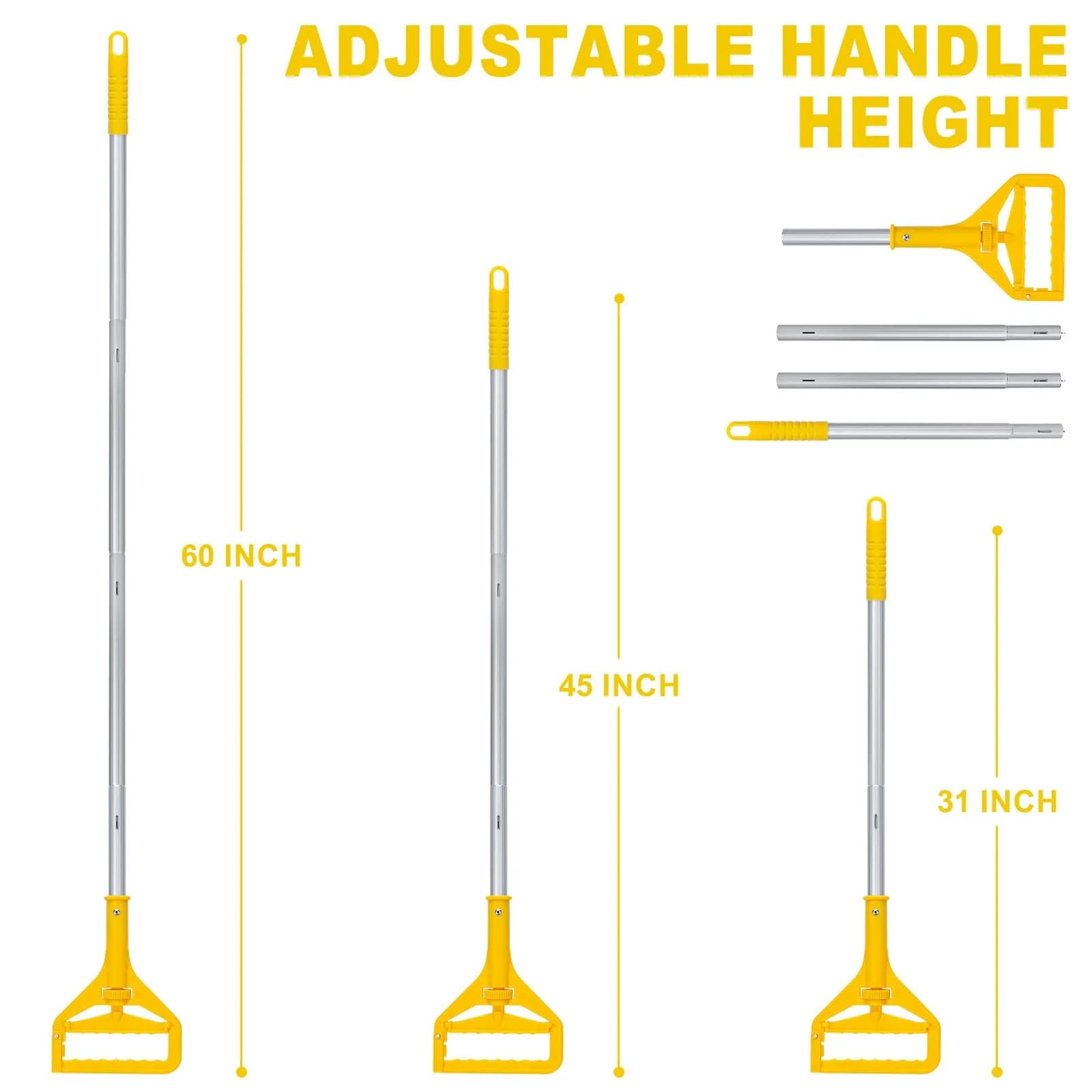 KeFanta Heavy Duty Aluminum Mop Handle 152cm (60") | Side Gate Clip for Commercial & Home Use - view 2