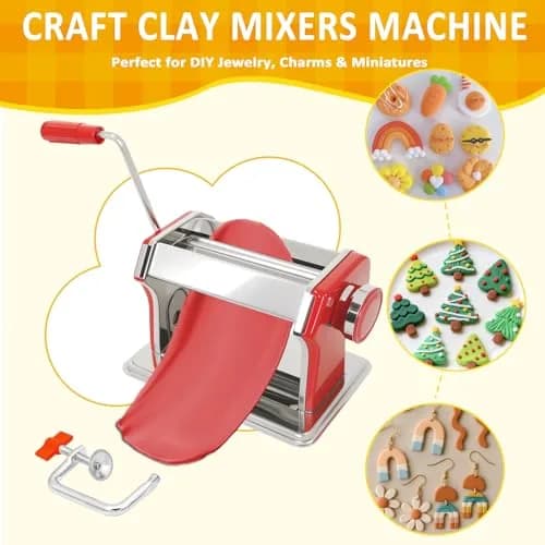 Foifatt Polymer Clay Press Machine with 6 Thickness Settings | Stainless Steel Clay Roller for Smooth Sheets thumbnail 4