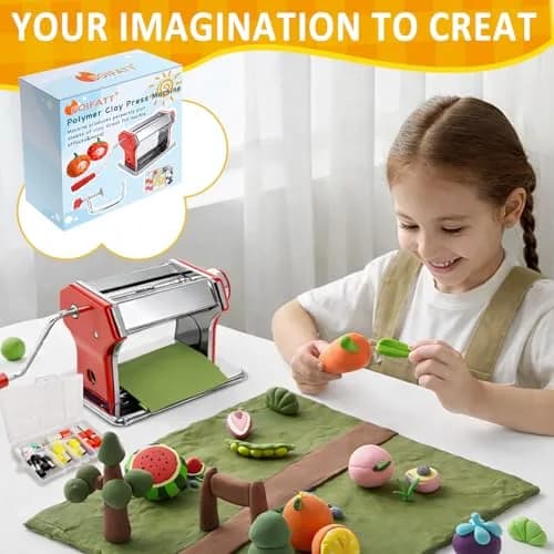 Foifatt Polymer Clay Press Machine with 6 Thickness Settings | Stainless Steel Clay Roller for Smooth Sheets thumbnail 2