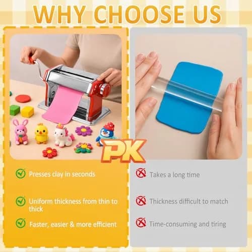 Foifatt Polymer Clay Press Machine with 6 Thickness Settings | Stainless Steel Clay Roller for Smooth Sheets thumbnail 3