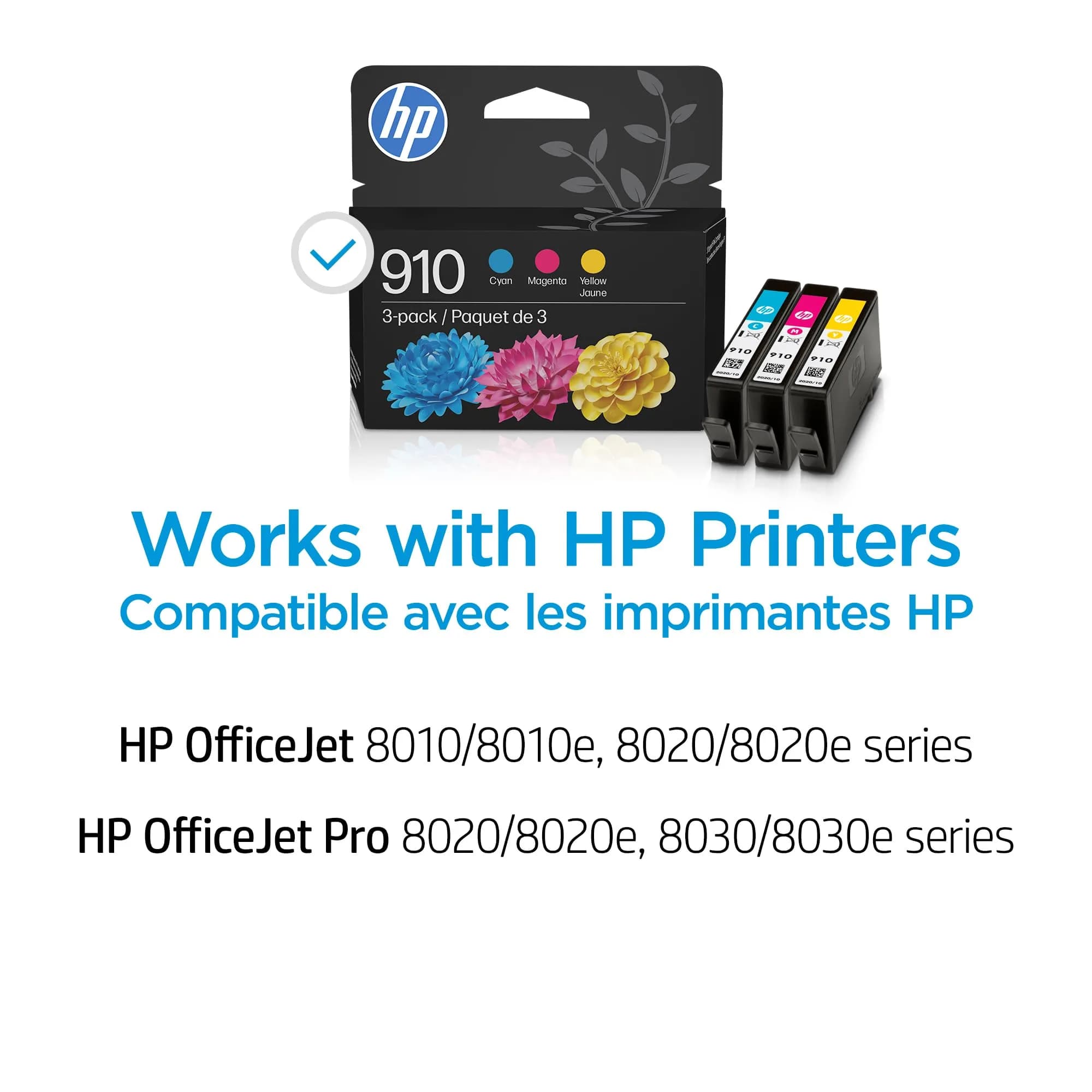 HP 910 Cyan, Magenta, Yellow Ink Cartridges (3-Pack, 24 Cartridges Total) | Fade-Resistant Documents - view 2
