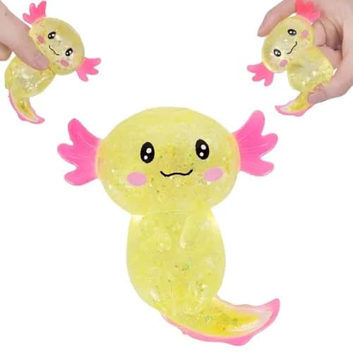 Puffwize Axolotl Squishy Stress Relief Toy Glitter Fidget Toy Yellow | 8.9 cm (3.5 inches) thumbnail 1