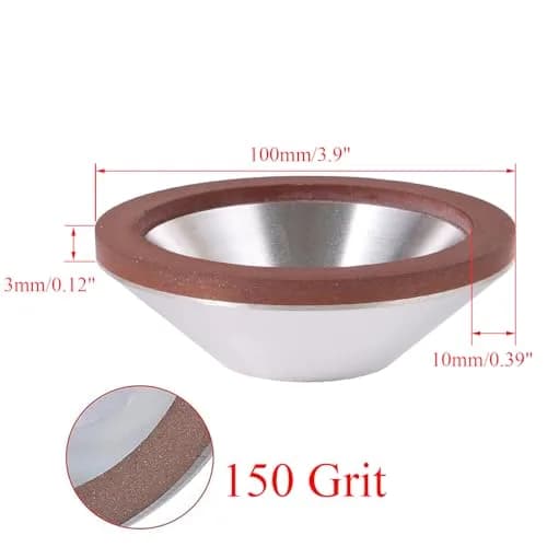 szzijia 4-Inch 100mm Grit 150 Diamond Coated Concave Cup Shaped Grinding Wheel for Carbide Meta thumbnail 3