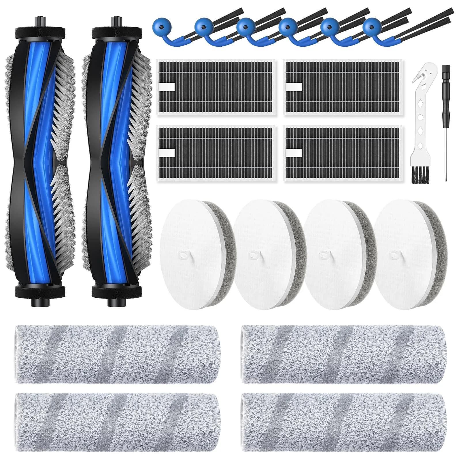 Lacvik 22 Pack X11 OmniCyclone Accessories for Ecovacs Deebot X11 OmniCyclone & Yeedi S20 Infinity Robot Vacuum | HEPA Filters, Roller Brushes, Side Brushes - main product image