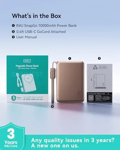 INIU Power Bank 25W Portable Charger 10000mAh | Slim Magnetic Fast Charge for iPhone thumbnail 4