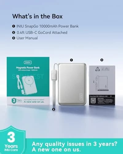 INIU Power Bank 25W Portable Charger 10,000mAh | Slim Magnetic Wireless & Fast Wired Charging thumbnail 4