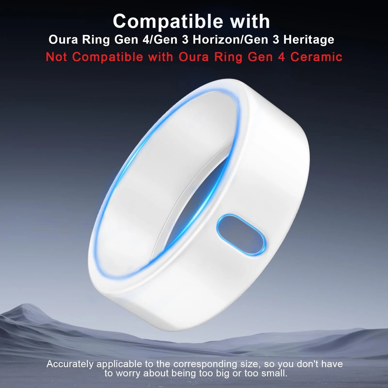 ZOOROO Oura Ring Cover 3-Pack Size 13 White | TPU Protector for Oura Ring Gen 3/4 - view 2