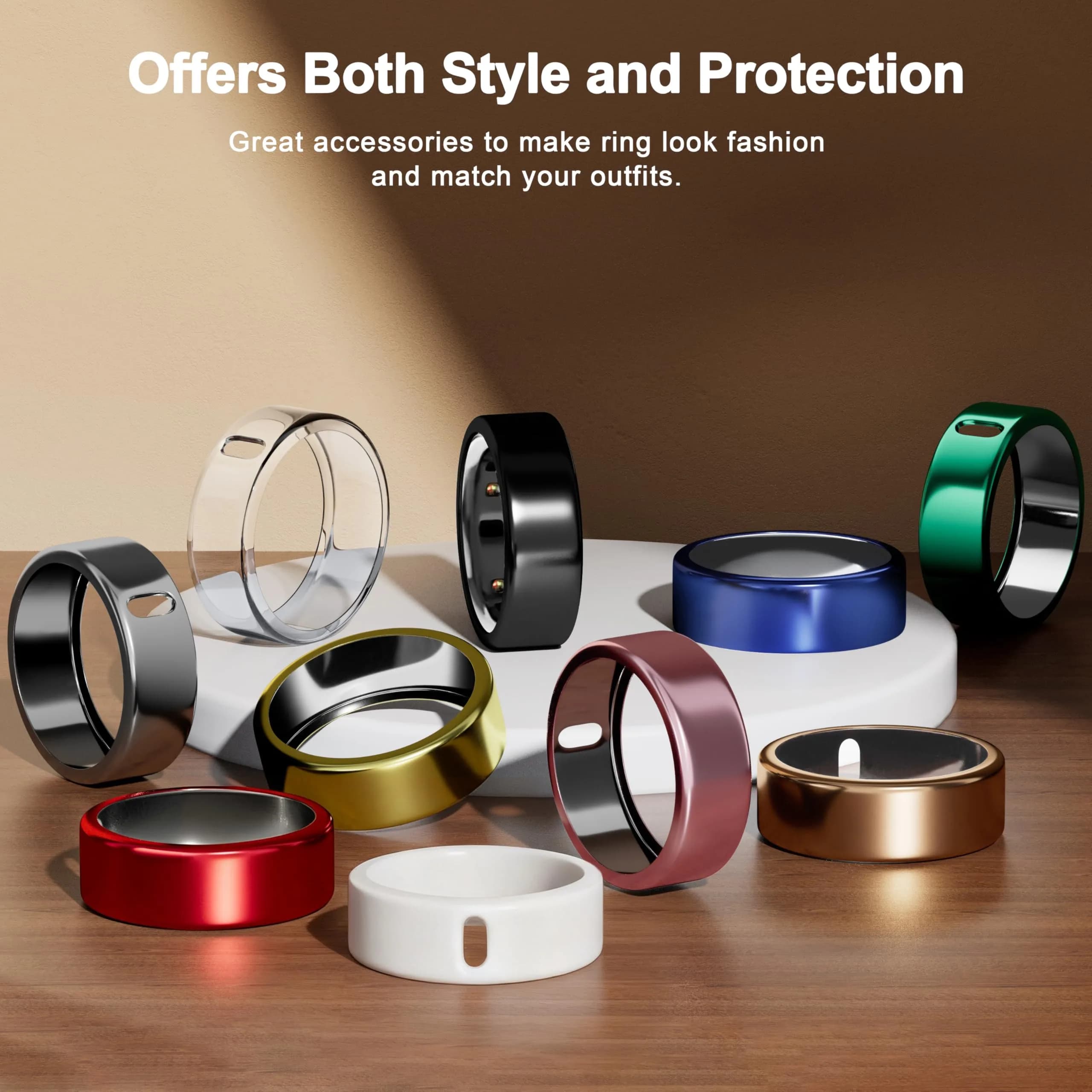 ZOOROO TPU Oura Ring Cover for Gen 4/3 Horizon/Heritage, Size 10 (Gold*2+White) | Protects Smart Ring from Scratches - view 7
