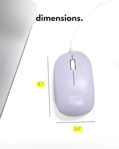 Macally Wired Mouse for Mac and PC - Dual USB C + A Plug - Ambidextrous 3 Button Optical Sensor, 1200 DPI, Purple thumbnail 7