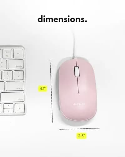 Macally Wired Mouse for Mac and PC - Dual USB C + A - Ambidextrous 3 Button, 1200 DPI, Pink | Simple, Reliable Control thumbnail 7