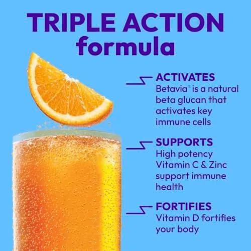 Emergen-C Immune+ Triple Action Immune Support Powder, BetaVia (R), 1000mg Vitamin C, B Vitamins, Vitamin D and Antioxidants, Super Orange – 30 Count, Pack of 3 | Supports immune health in India thumbnail 3