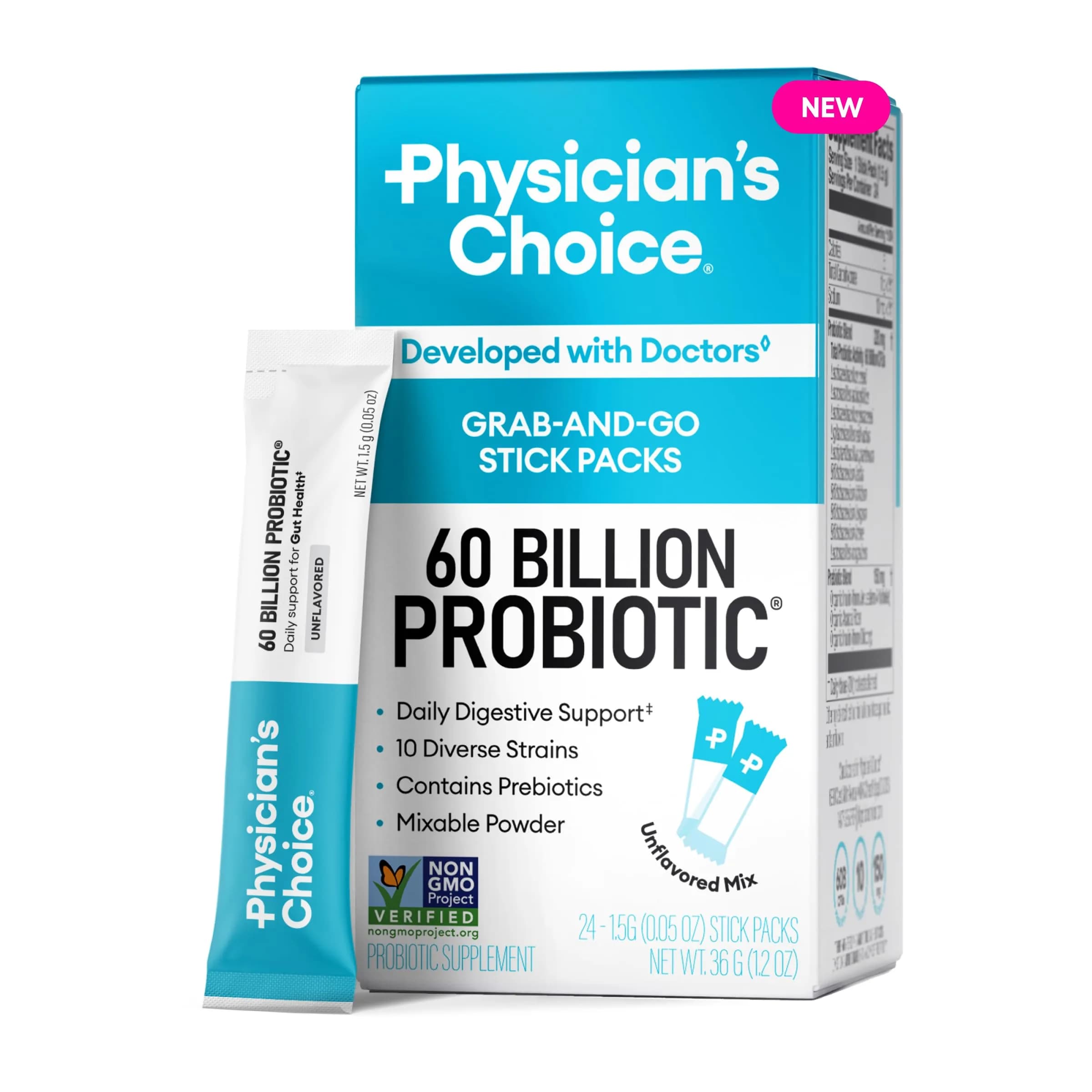 Physician's Choice 60 Billion CFU Probiotic Stick Packs 24CT | Supports Digestive & Gut Health - main product image