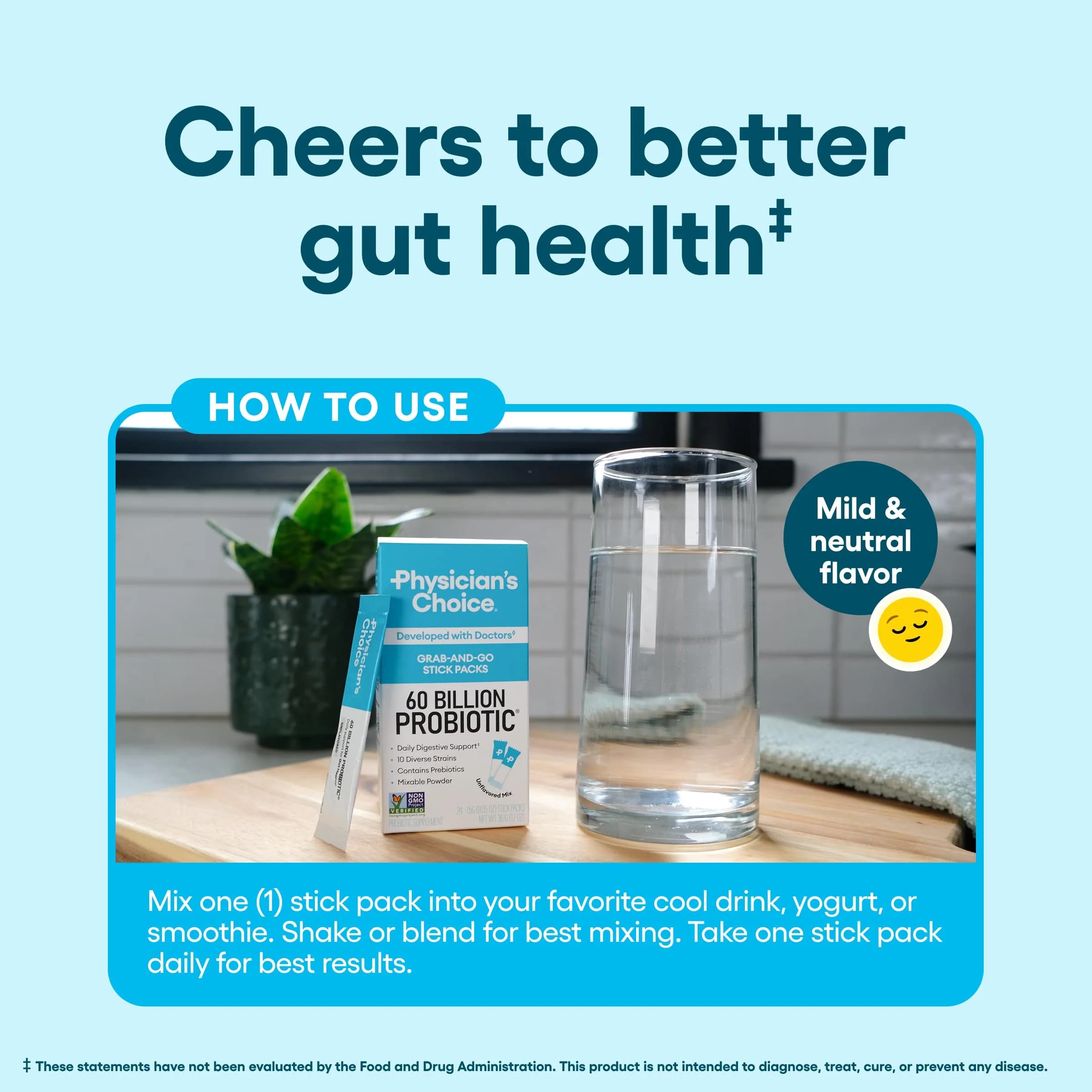 Physician's Choice 60 Billion CFU Probiotic Stick Packs 24CT | Supports Digestive & Gut Health - view 5
