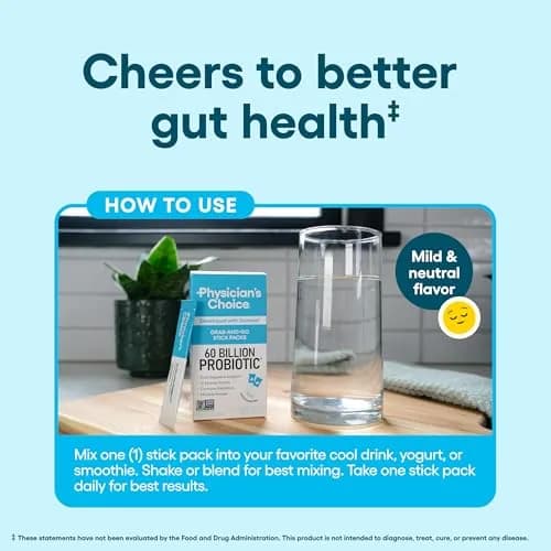 Physician's Choice 60 Billion CFU Probiotic Stick Packs 24CT | Supports Digestive & Gut Health thumbnail 5