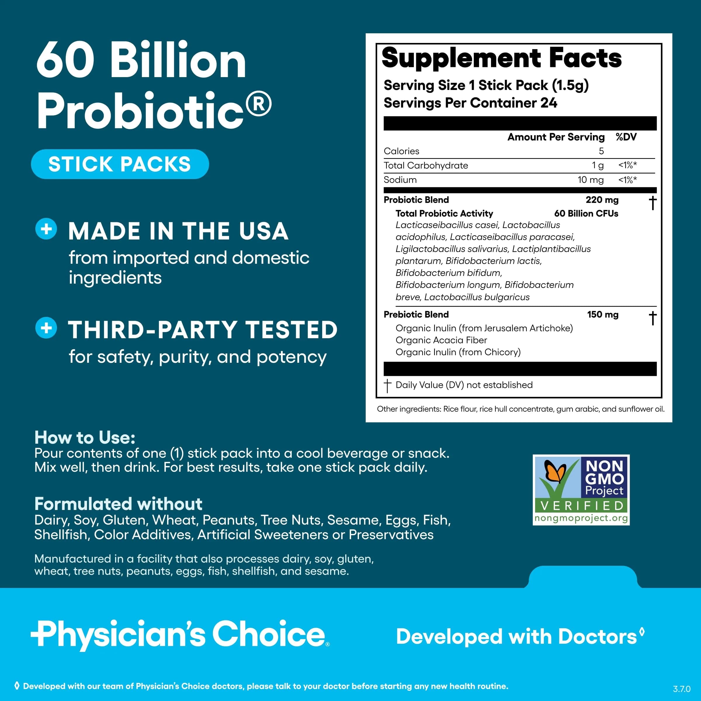 Physician's Choice 60 Billion CFU Probiotic Stick Packs 24CT | Supports Digestive & Gut Health - view 6