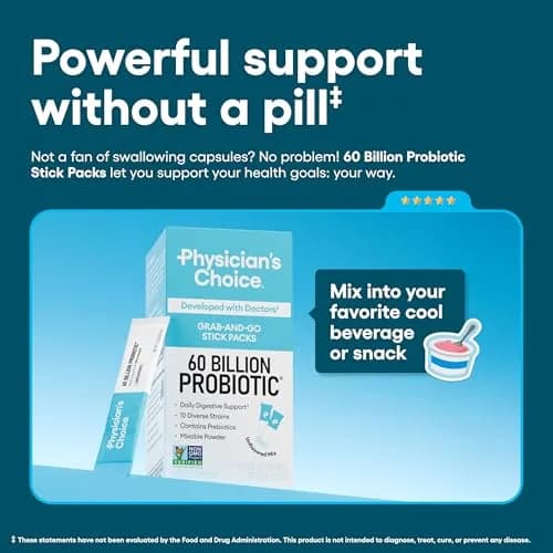 Physician's Choice 60 Billion CFU Probiotic Stick Packs 24CT | Supports Digestive & Gut Health thumbnail 2