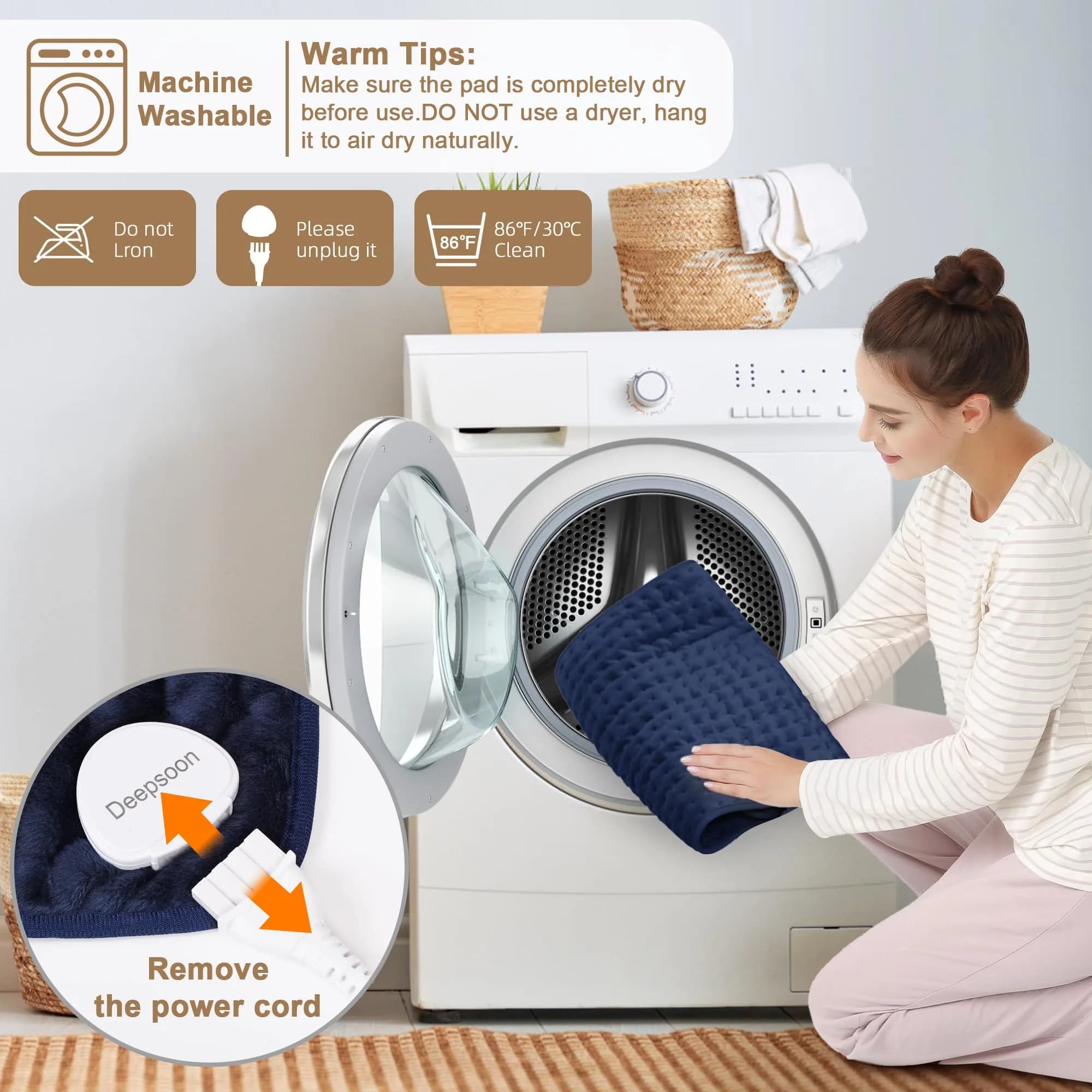 Deepsoon Electric Heating Pad 51x61 cm (24x20 Inch) | 6 Heat Settings with Auto Shut-off - view 7