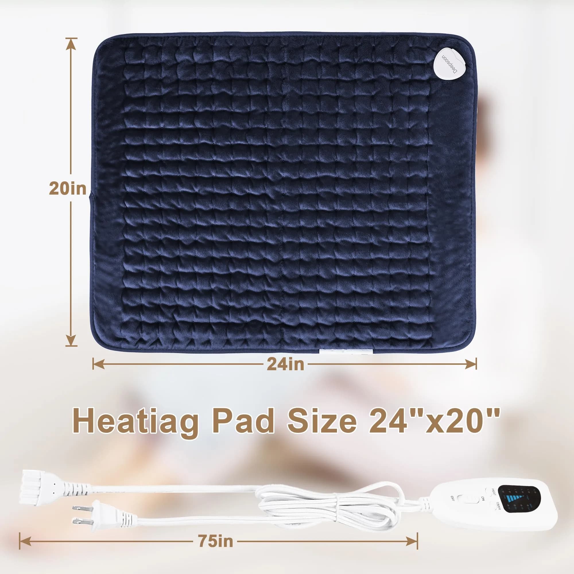 Deepsoon Electric Heating Pad 51x61 cm (24x20 Inch) | 6 Heat Settings with Auto Shut-off - view 4
