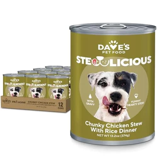 Dave's Pet Food Wet Canned Dog Food, Chunky Chicken Stew in Gravy, 13.2oz | Supports digestion & immune health thumbnail 1