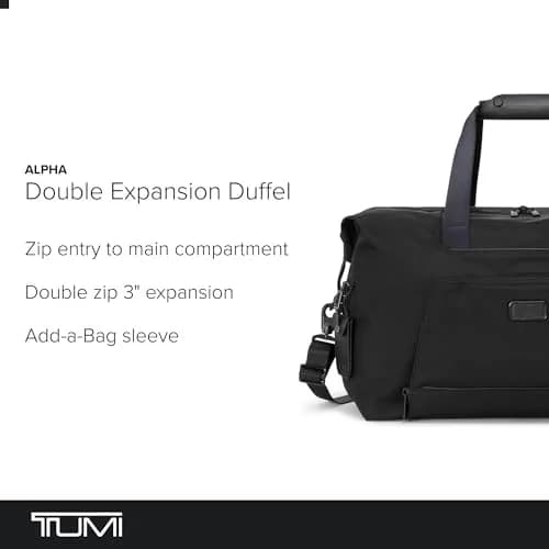 TUMI Unisex Double Expansion Duffel, Black | 31L Capacity, Expandable for Long Weekends thumbnail 2