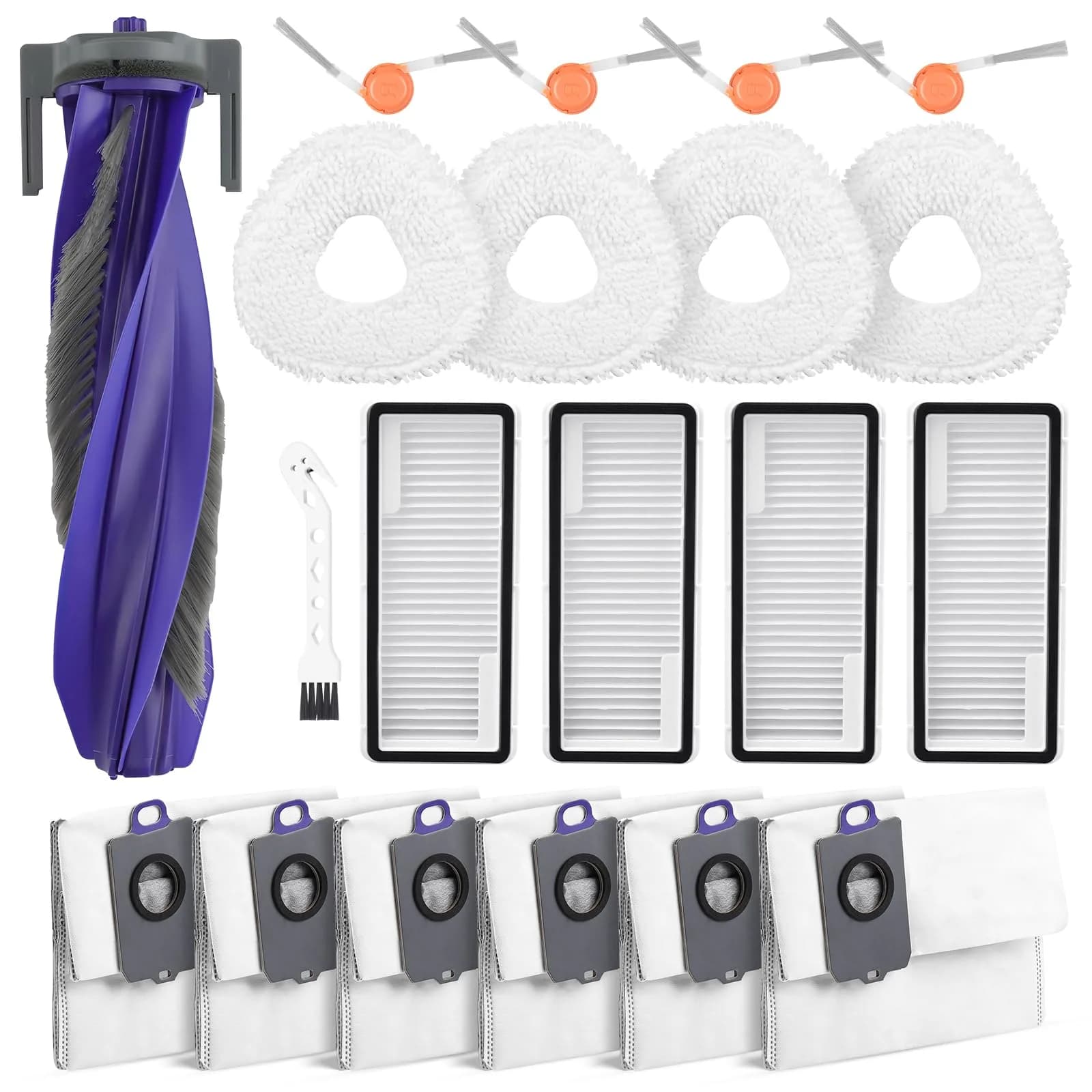 BTRSOLUS 16 Pcs Accessories Kit for NARWAL FLOW Robot Vacuum | Zero-Tangling Floating Brush, Dust Bags, Filters, Mops, Side Brushes, Sponge Filters, Clean Tool — 20 Pcs for NARWAL Freo X10 Pro