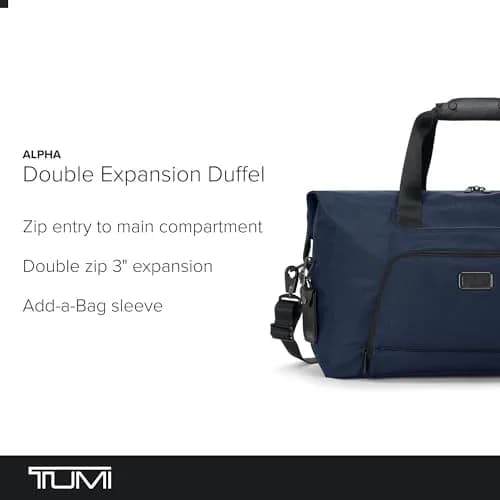 TUMI Unisex Double Expansion Duffel Navy | 31.3L Nylon Travel Bag for Long Weekends thumbnail 2