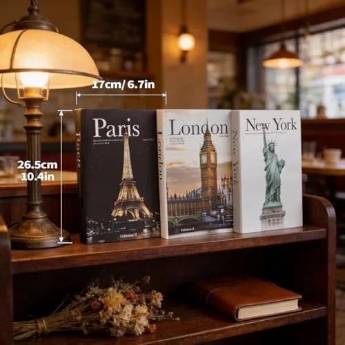YOYMJBY Faux Decorative Books Set of 3 | Paris London New York Aesthetic Decor for Coffee Tables & Shelves thumbnail 5