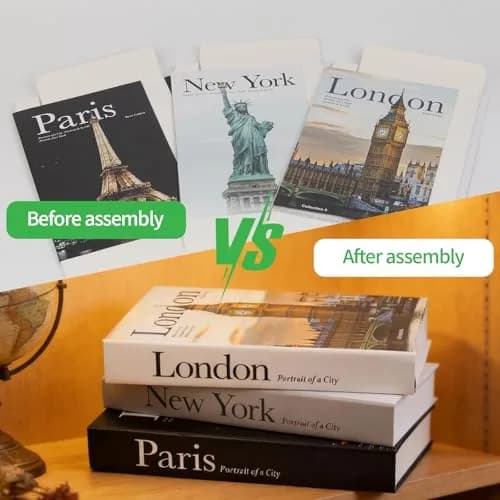 YOYMJBY Faux Decorative Books Set of 3 | Paris London New York Aesthetic Decor for Coffee Tables & Shelves thumbnail 6