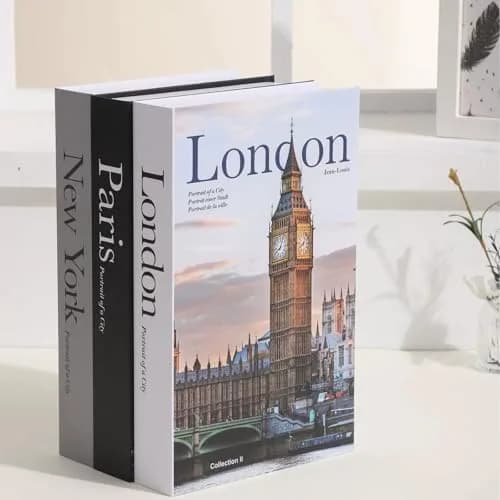 YOYMJBY Faux Decorative Books Set of 3 | Paris London New York Aesthetic Decor for Coffee Tables & Shelves thumbnail 1