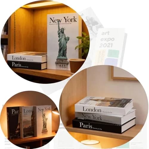 YOYMJBY Faux Decorative Books Set of 3 | Paris London New York Aesthetic Decor for Coffee Tables & Shelves thumbnail 7
